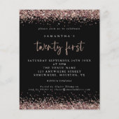 PAPIER | Roos Gold Glitter Black 21st Party Invite Flyer (Voorkant)