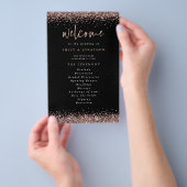 PAPIER | Roos Gold Glitter Black Wedding Programme Flyer (Hand)