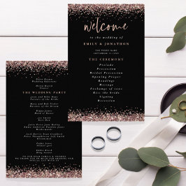 PAPIER | Roos Gold Glitter Black Wedding Programme Flyer