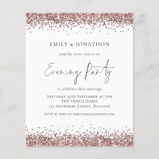 PAPIER| Roos Gold Glitter Evening Invite Flyer (Voorkant)