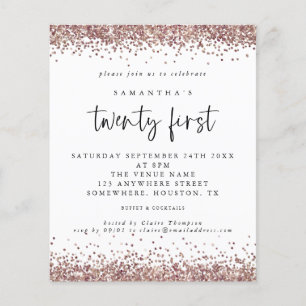 PAPIER   Roos Gold Glitter White 21st Party Invite Flyer