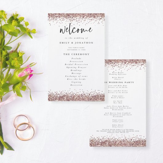 PAPIER | Roos Gold Glitter White Wedding Programme Flyer