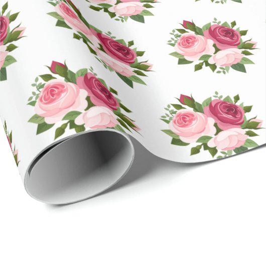 Papier-roze bloemen inpakken cadeaupapier (Rol Hoek)