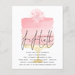 PAPIER Roze Cake Script 50th Birthday Invitation Flyer