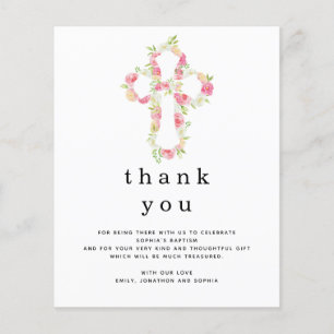 PAPIER   Roze Florals Cross Baptisme Hartelijk dan Flyer
