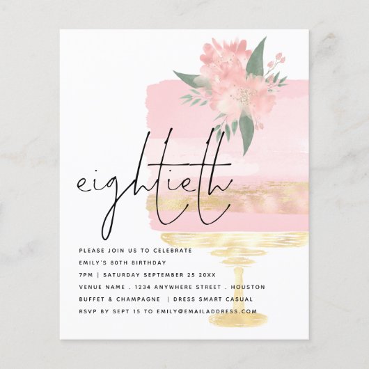 PAPIER | Roze goudkake 80e partij Flyer (Voorkant)