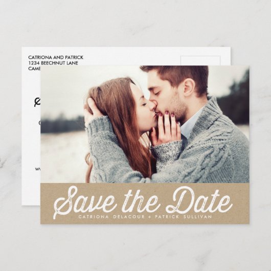  PAPIER RUSTIC FOTO BEWAREN DE DATUM BRIEFKAART (Voorkant / Achterkant)