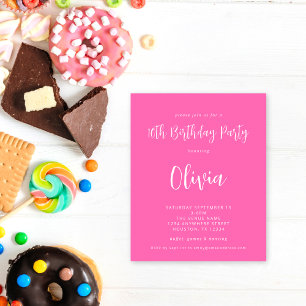 PAPIER   Script Hot Pink 10th Birthday Party Flyer
