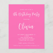 PAPIER | Script Hot Pink 11th Birthday Party Flyer (Voorkant)