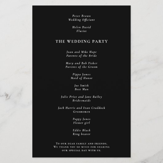 PAPIER | Script Photo Overlay Wedding Program Zwar Flyer (Achterkant)