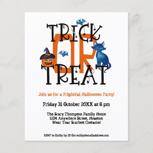 PAPIER | Script Trick or treat Halloween Party Flyer (Voorkant)