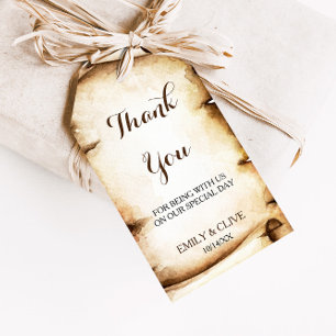 Papier Scroll rustiek land dank u Cadeaulabel