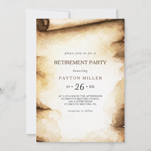 Papier Scroll Rustiek Land Pensioen Partij Kaart (Voorkant)