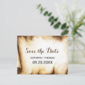 Papier Scroll Rustiek Land Save the Date Kaart (Staand voorkant)