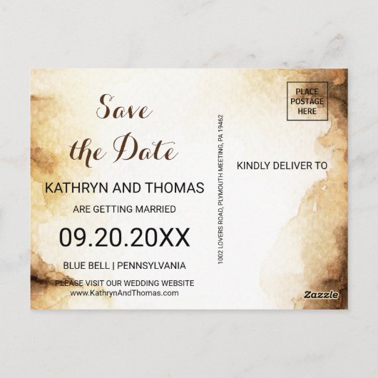 Papier Scroll Rustiek Land Save the Date Kaart (Achterkant)