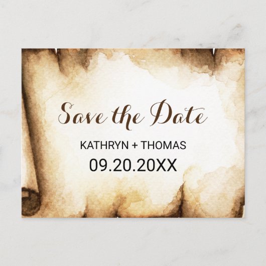 Papier Scroll Rustiek Land Save the Date Kaart (Voorkant)