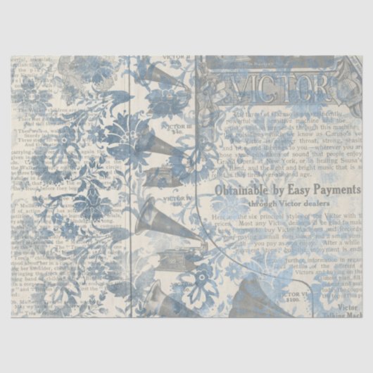 Papier Serie Ephemera Blauw Ontwerp 15 (Voorkant)