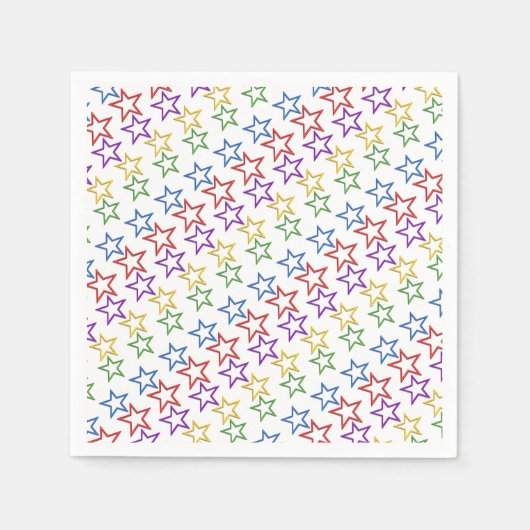 Papier servet - Banden van gekleurde sterren (Voorkant)