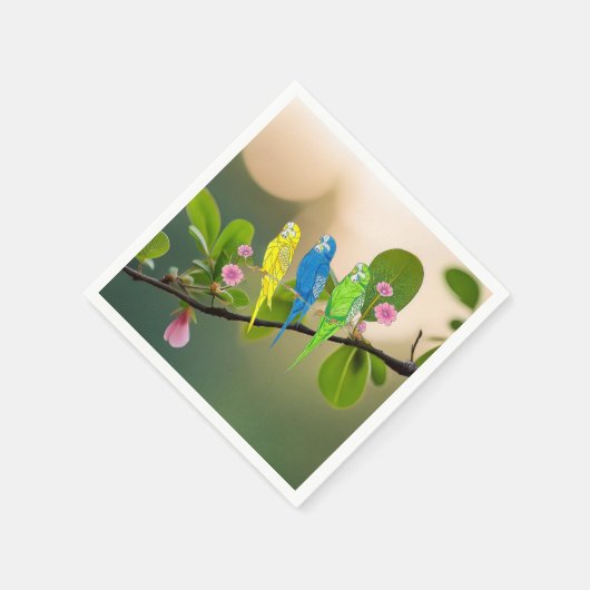 Papier servet Budgies (Hoek)