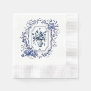 Papier Servet Delfts Blauw Bloemen Servies Decor