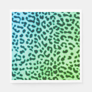 Papier servet groen/blauw luipaard print