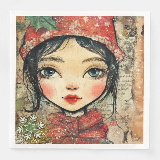 Papier servet Kerstmeisje Art-Journal VAR02 (Voorkant)