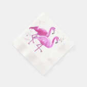 Papier servet met twee roze flamingos (Hoek)