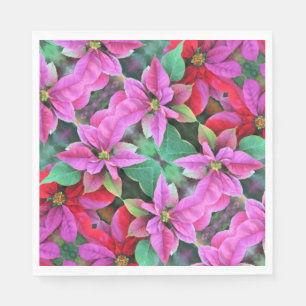 Papier servet roze/rood poinsettia