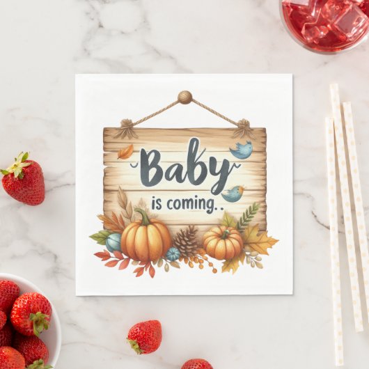 Papier servetRustiek Herfst Baby shower servetten (Insitu)