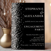 PAPIER | Silver Glitter Engagement Party Black Flyer