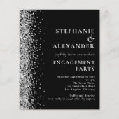 PAPIER | Silver Glitter Engagement Party Black Flyer (Voorkant)