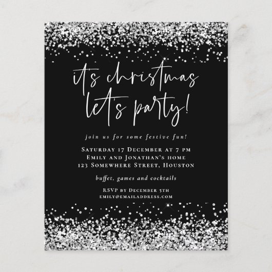 PAPIER | Silver Glitter-kerstfeestfeest Flyer (Voorkant)