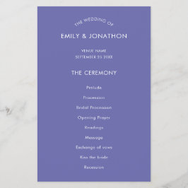 PAPIER | Simple Text Blue Wedding Programme Flyer