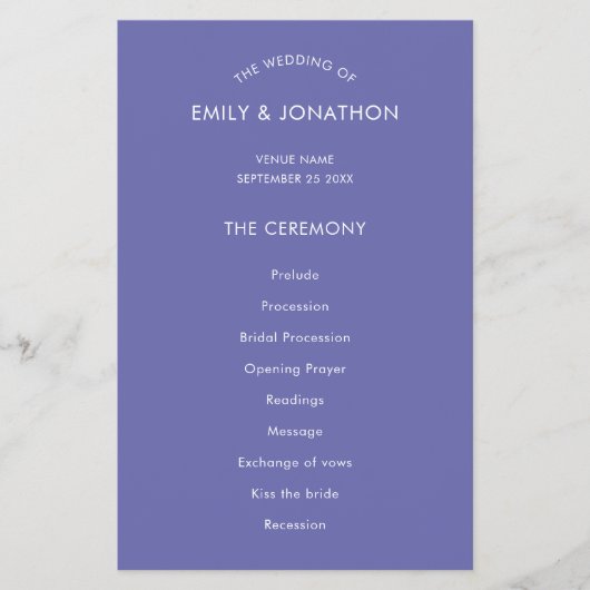 PAPIER | Simple Text Blue Wedding Programme Flyer (Voorkant)