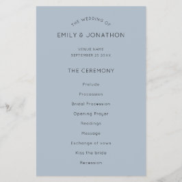 PAPIER | Simple Text Dusty Blue Wedding Programme Flyer