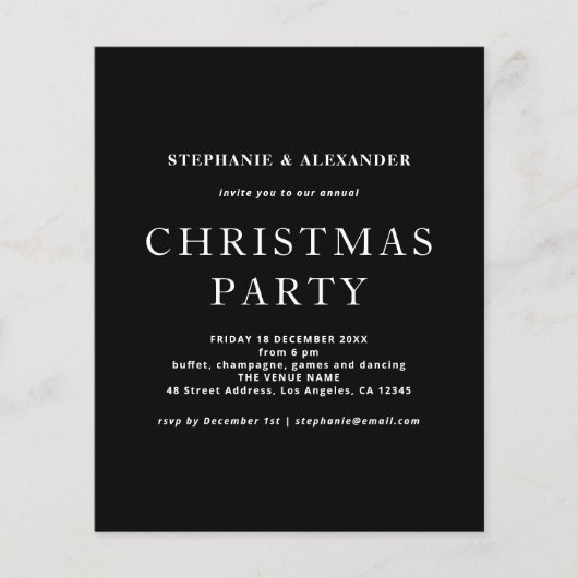PAPIER Simple White Black kerstparty Flyer (Voorkant)