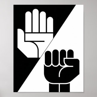 Papier Slaat Steen – Minimalistische zwart-wit kun Poster