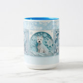 Papier Sneeuwvlok Westie Tweekleurige Koffiemok (Center)