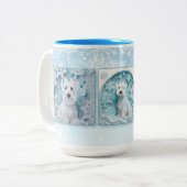 Papier Sneeuwvlok Westie Tweekleurige Koffiemok (Voorkant links)