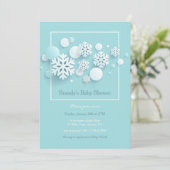 Papier Sneeuwvlokken Baby shower Blue Invitation Kaart (Staand voorkant)