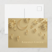 Papier snijdt ramadan, maan, bloemen, goud briefkaart (Voorkant / Achterkant)