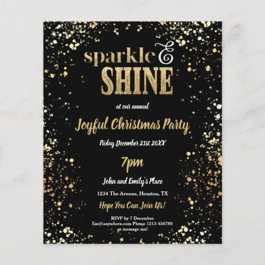 PAPIER Sparkle Shine Gold Black-kerstfeest Flyer (Voorkant)