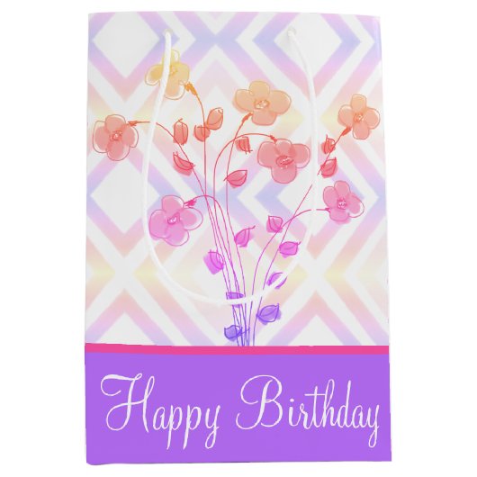 Papier Tas stijlpagina tas in roze en Paars Medium Cadeauzakje (Voorkant)