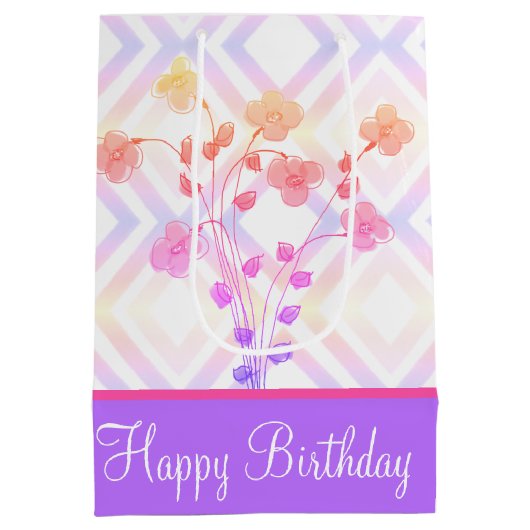 Papier Tas stijlpagina tas in roze en Paars Medium Cadeauzakje (Achterkant)