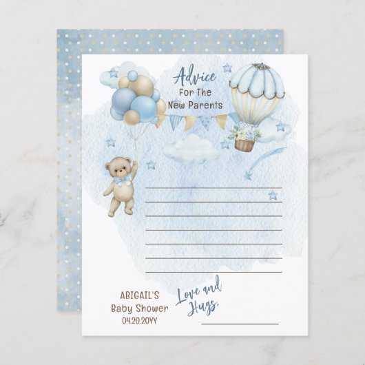 Papier Teddy Bear Barly Wachten Baby shower Advies (Voorkant / Achterkant)