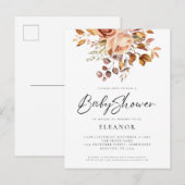 Papier Terracotta Bloemen Baby shower Uitnodiging (Voorkant / Achterkant)