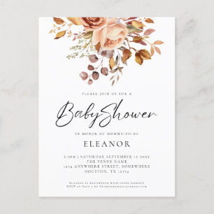 Papier Terracotta Bloemen Baby shower Uitnodiging Briefkaart