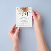 PAPIER Terracotta Bloemen QR Code Boheemse Bruilof Flyer (Hand)