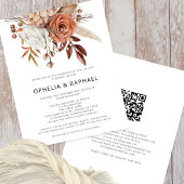 PAPIER Terracotta Bloemen QR Code Boheemse Bruilof Flyer