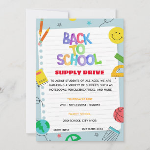 Papier Terug naar School Supply Drive Fundraiser F Kaart
